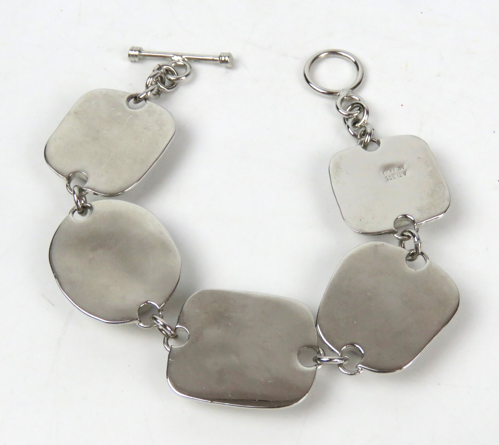 ATI MEXICO 925 Sterling Silver Jasper Stone Link Bracelet Toggle Closure
