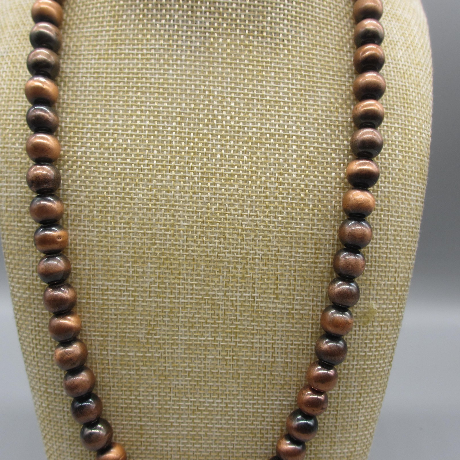Vintage Beaded Necklace Copper Tone Ombre Metallic Look 23 Inch