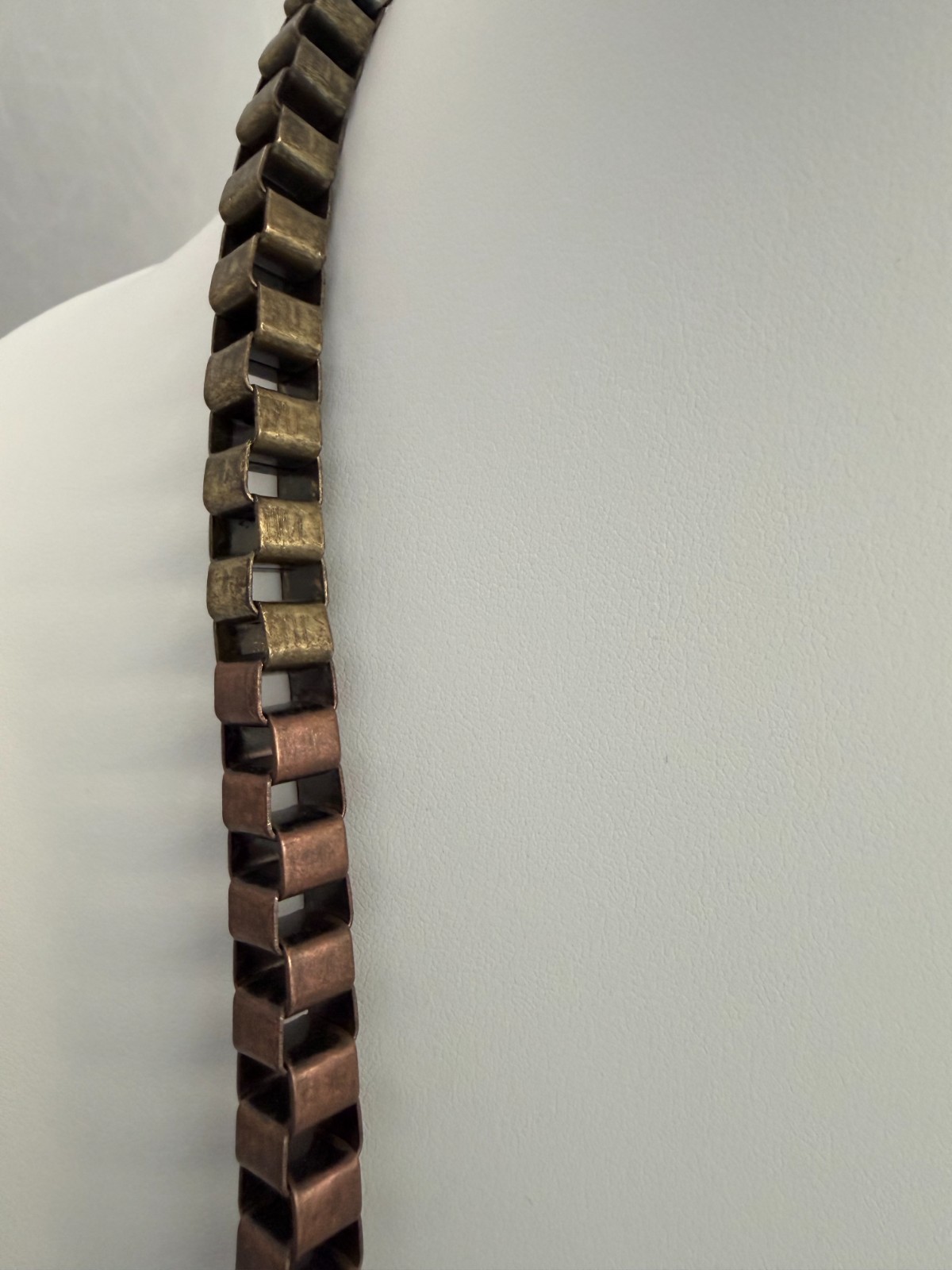 Vintage 80’s Sculptural Necklace Copper Bronze Knots Chains Metallic Industrial