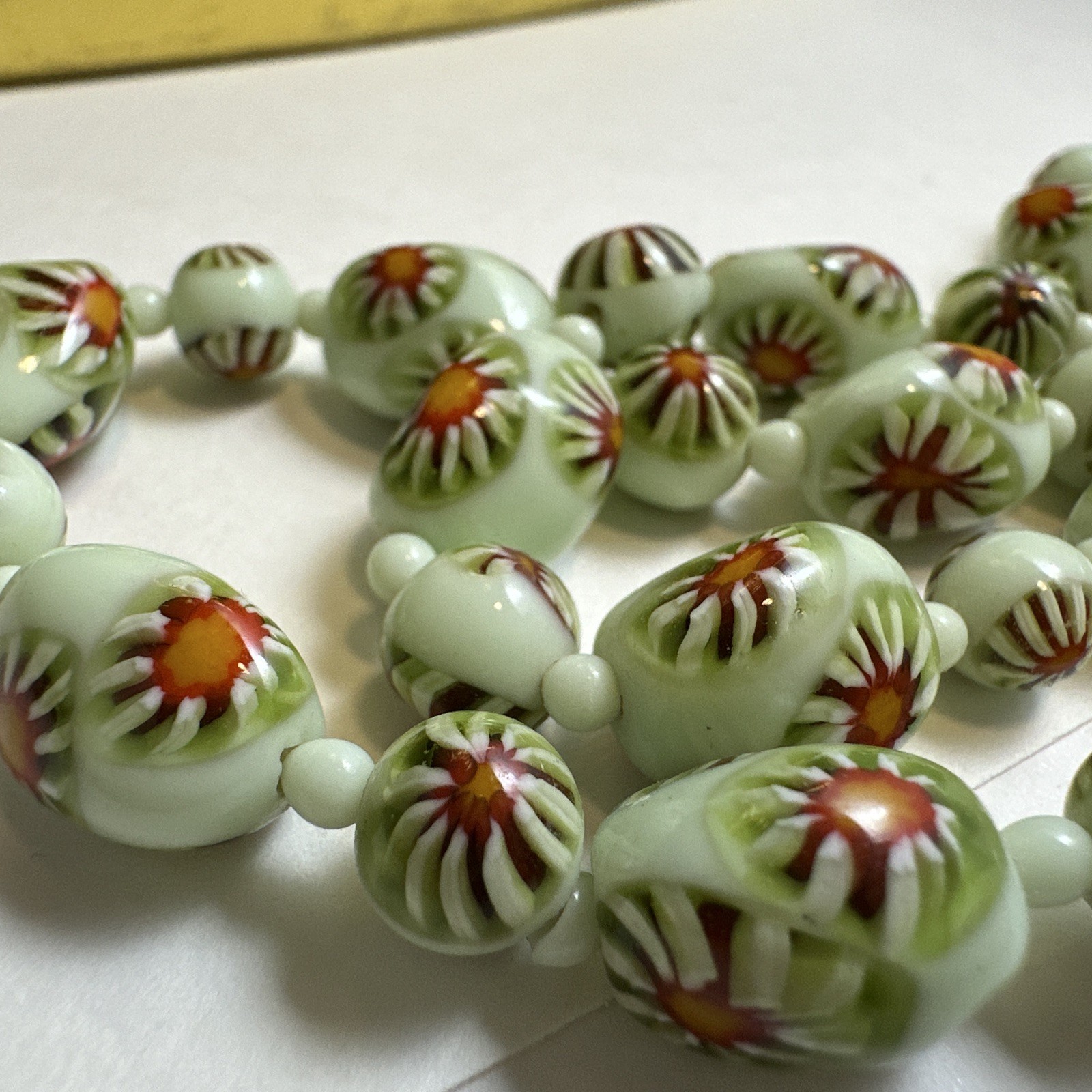 Vintage 16 Inch Italian Murano Glass Unique Milifiori Necklace