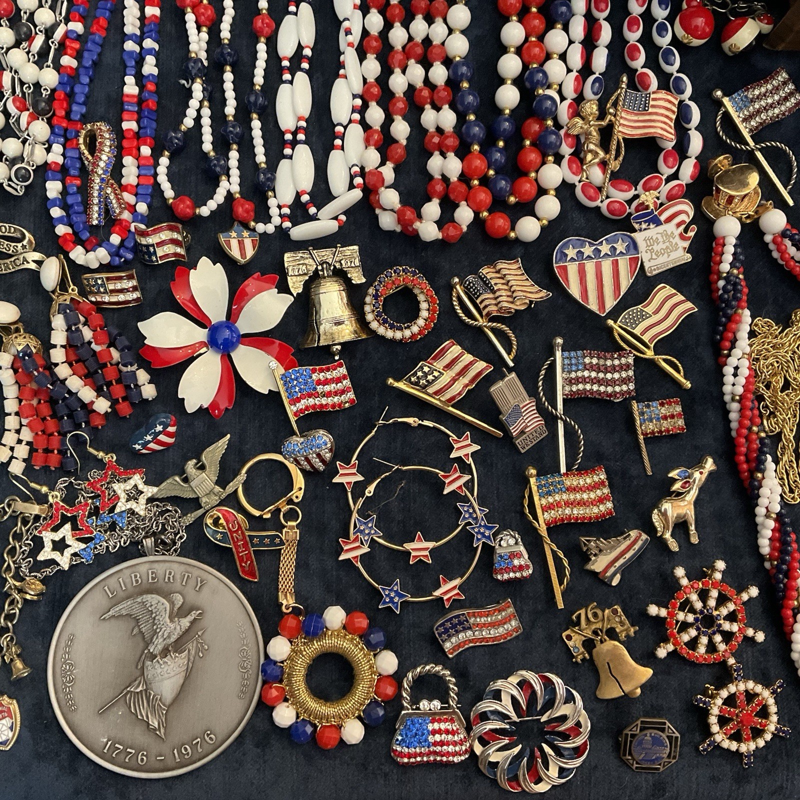 Vintage Lot Patriotic Forth Of July Red White Blue Jewelry Sarah C Monet Emmons