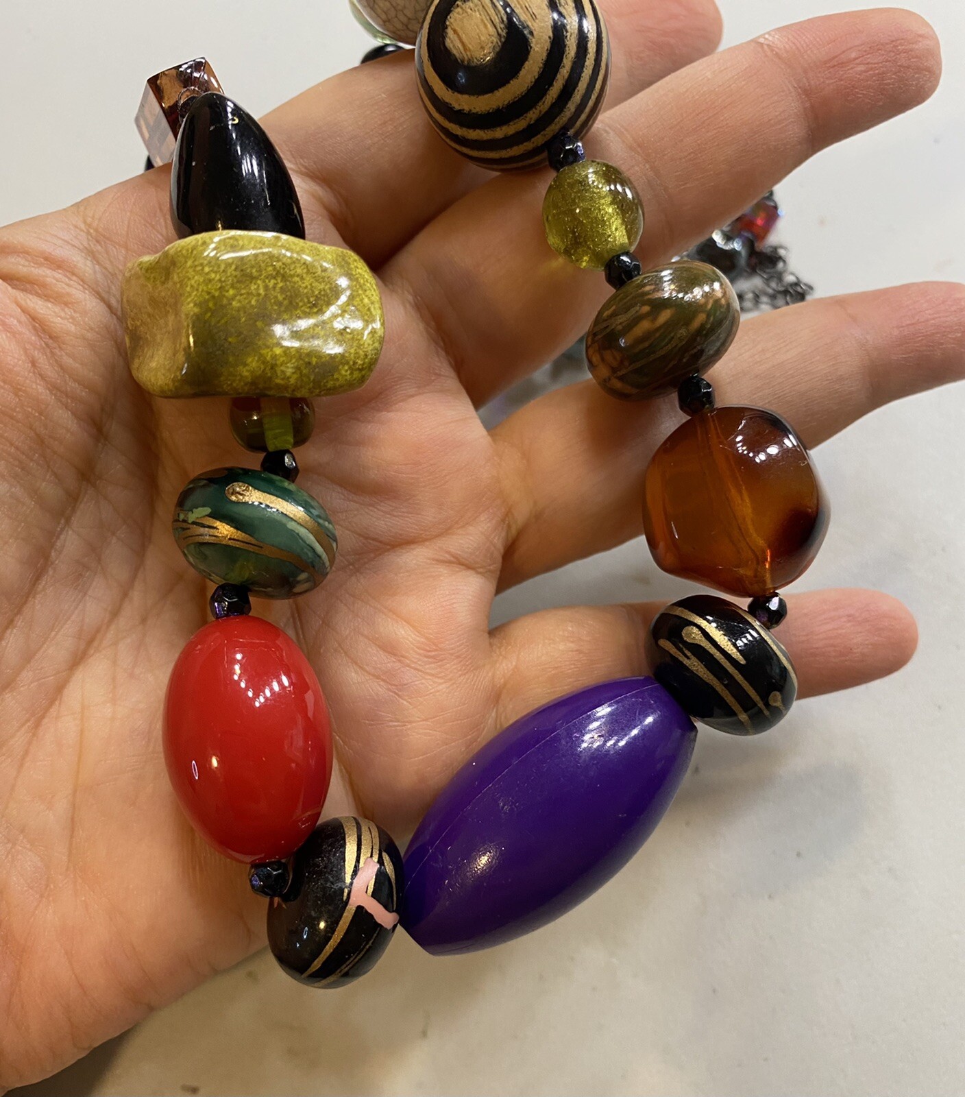 7.128 Vintage necklace, choker, beads of different colors, shapes, materials