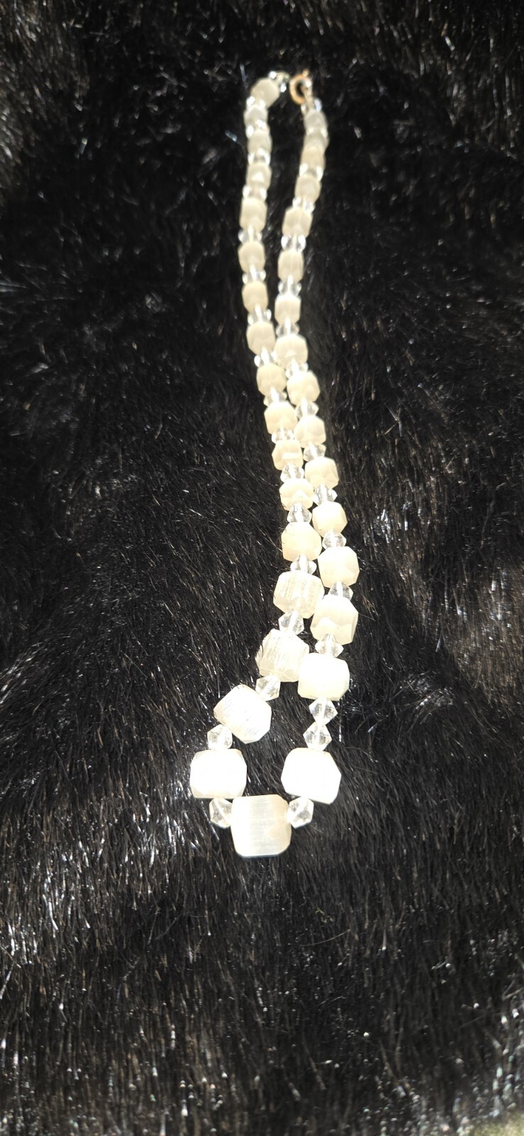Vintage 1930’s Selenite/Crystal 17″ Necklace…almost 100 Years Of Good Vibes