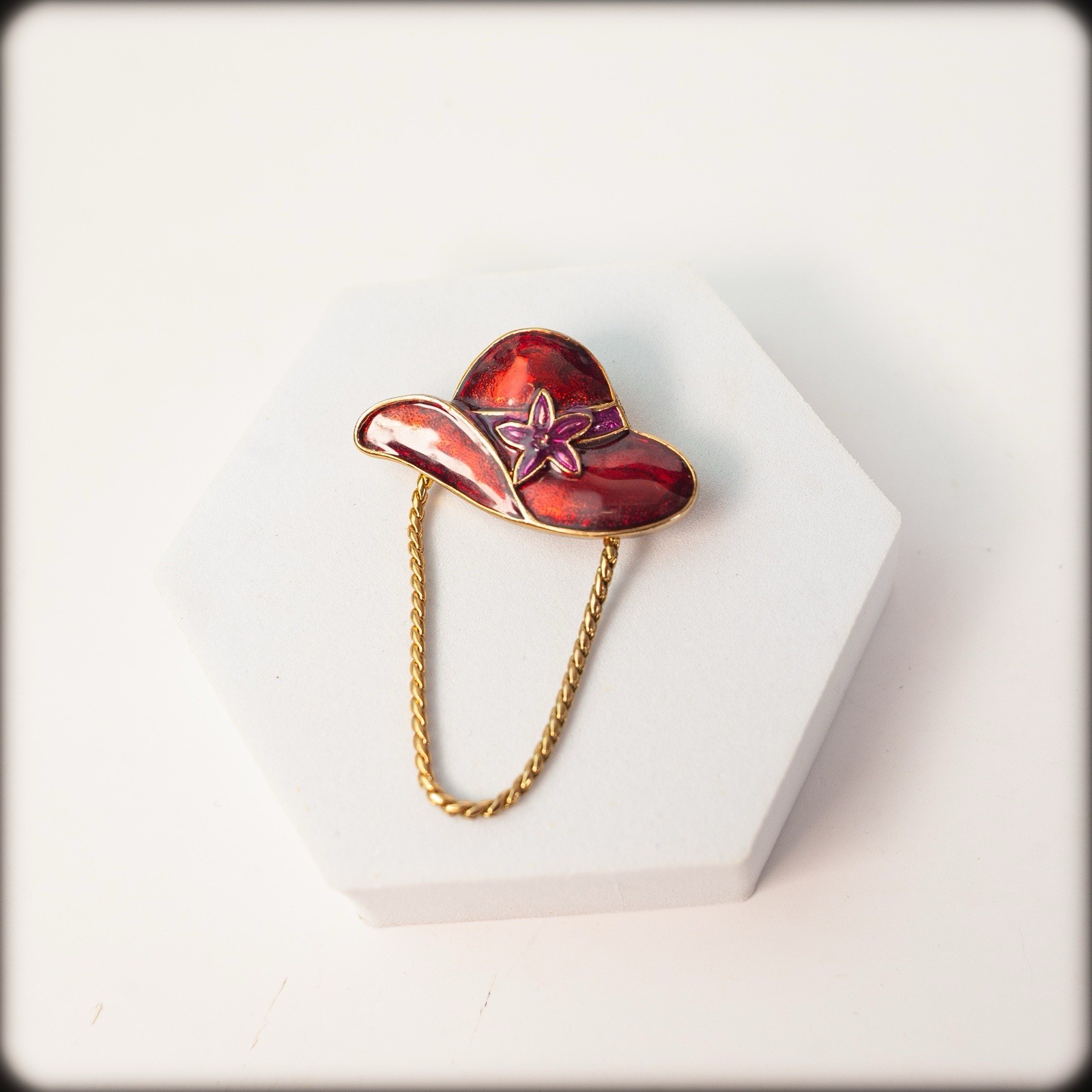 3 pc Brooch Pin Lot Red Hat Society Rhinestone Enamel Costume Jewelry