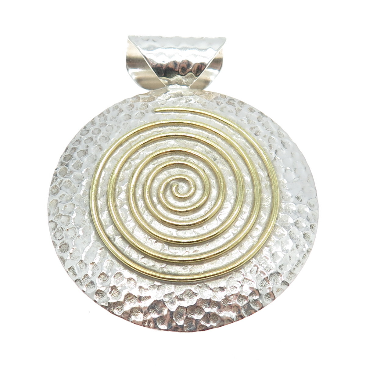 DOMINIQUE DINOUART 925 Sterling Silver 2-Tone Vintage Mexico Spiral Pendant