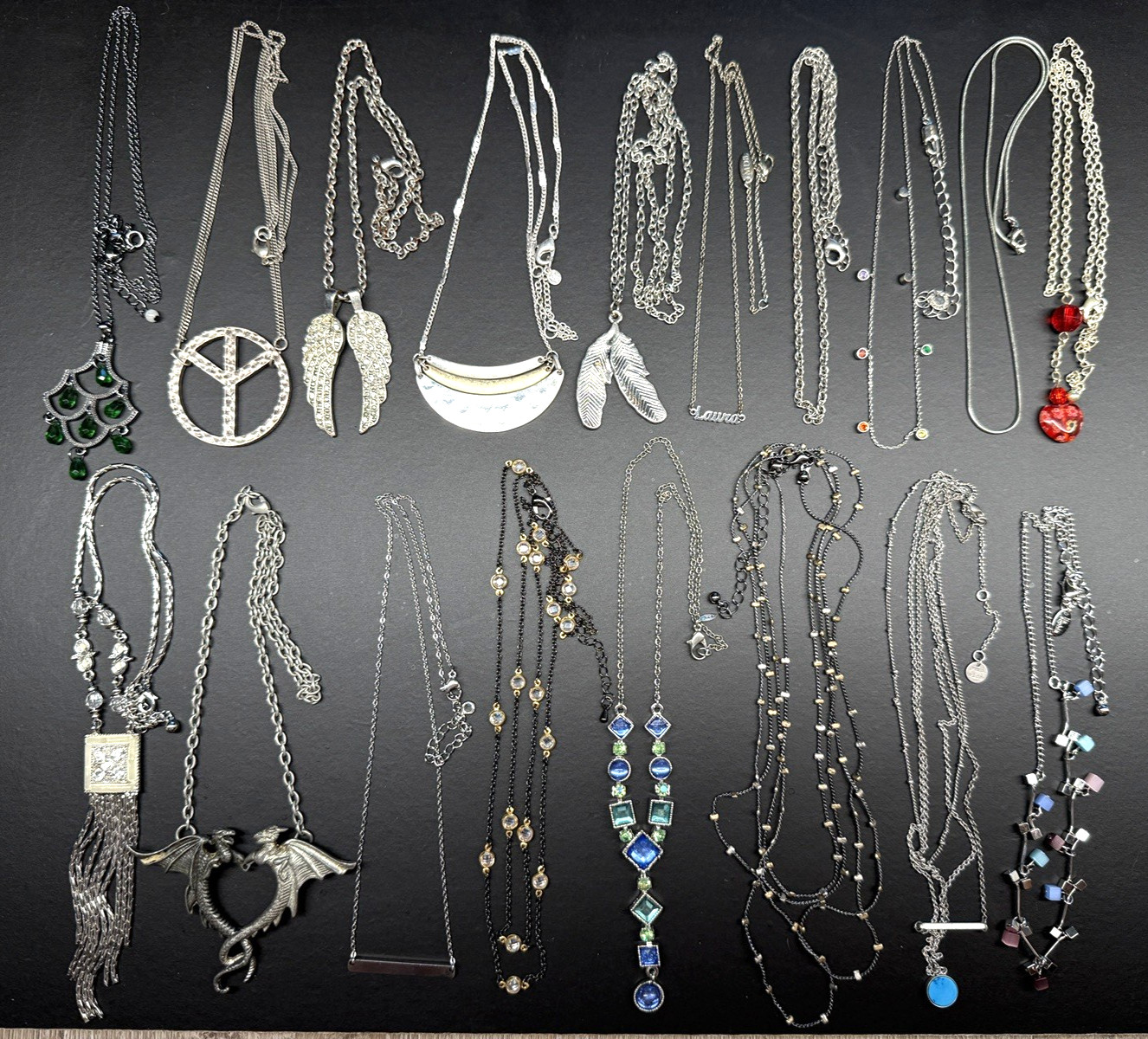 18 pieces Vintage Now Silver Tone Pendants Necklaces Lot Jewelry AVON LIA SOPHIA