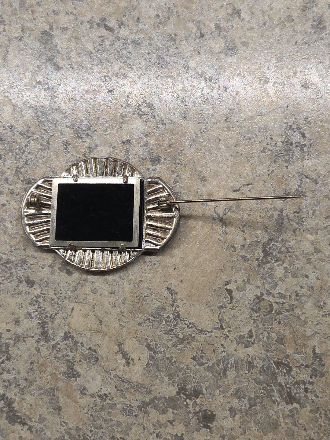 Vintage Art Deco Rhinestone Initial “BAL” Silver Tone Brooch Pin 2″ x 1.5″