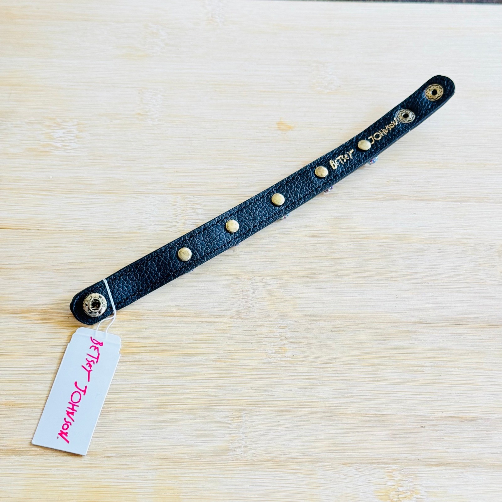 Betsey Johnson Skull Vegan Leather Bracelet WhimsyGoth Goth Punk Rhinestone NWT