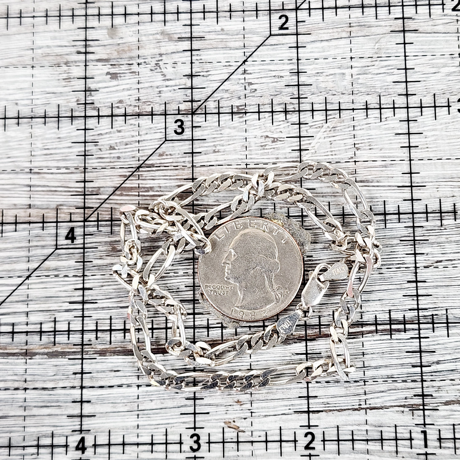 VINTAGE FIGARO LINK STERLING SILVER 925 CHAIN NECKLACE 16″ RETRO