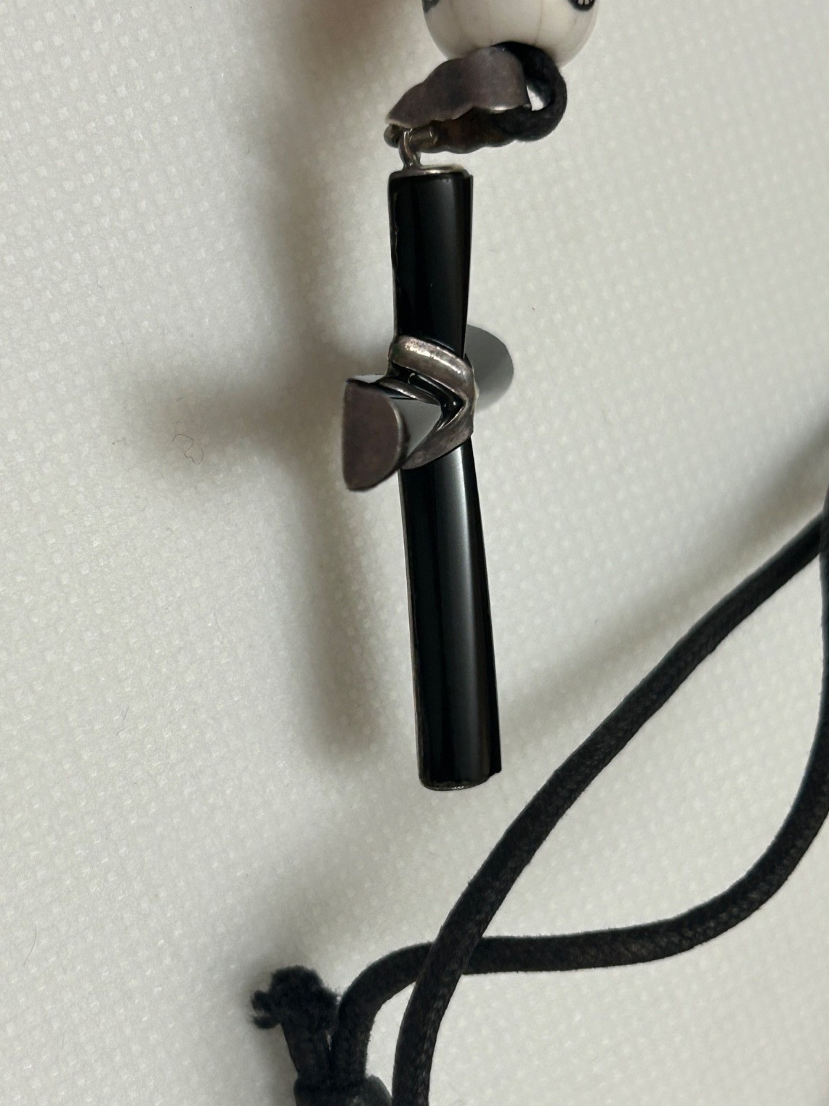 Vintage Sterling Silver Onyx Cross Pendant