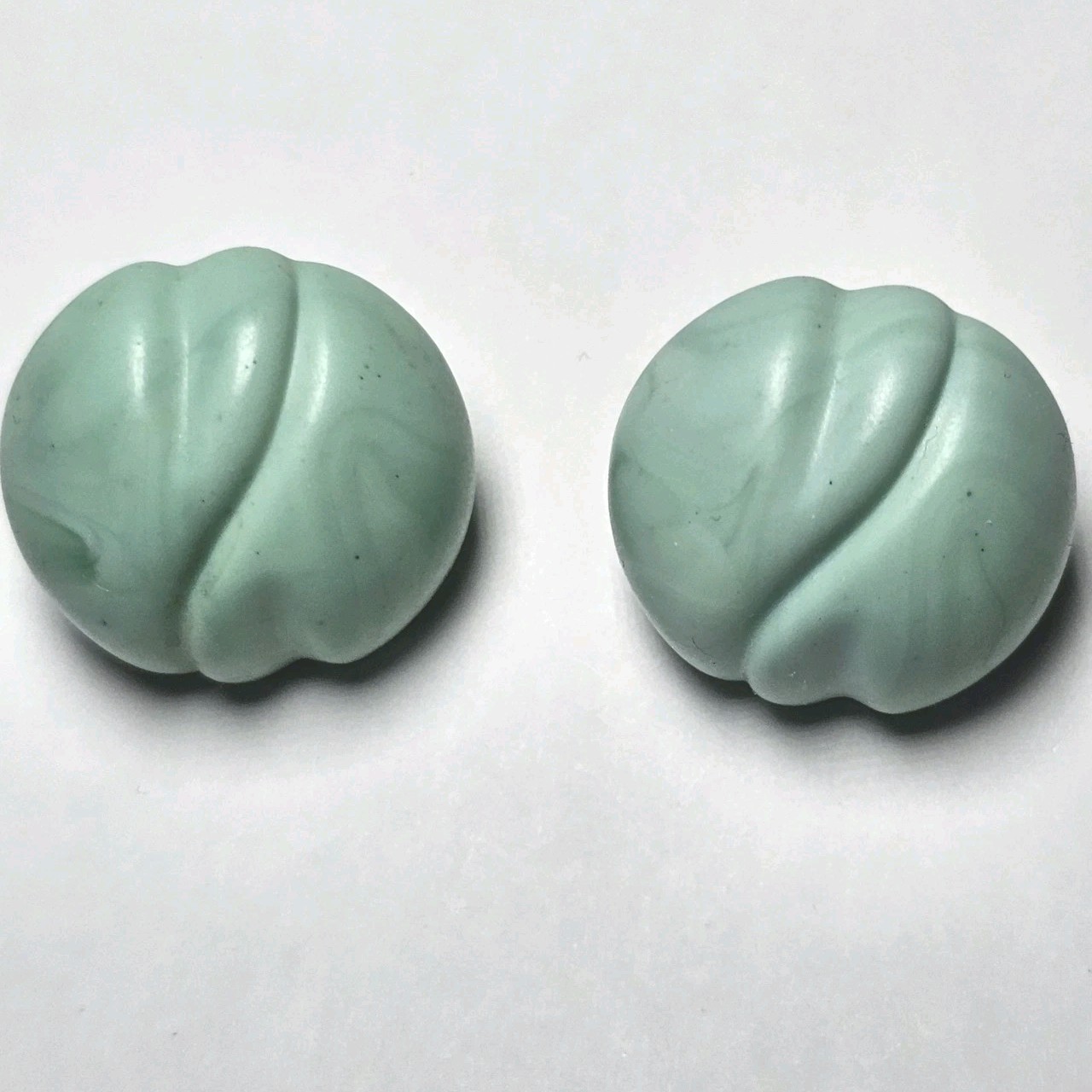 Vintage 80s/90s Light Teal Round Pierced Earrings