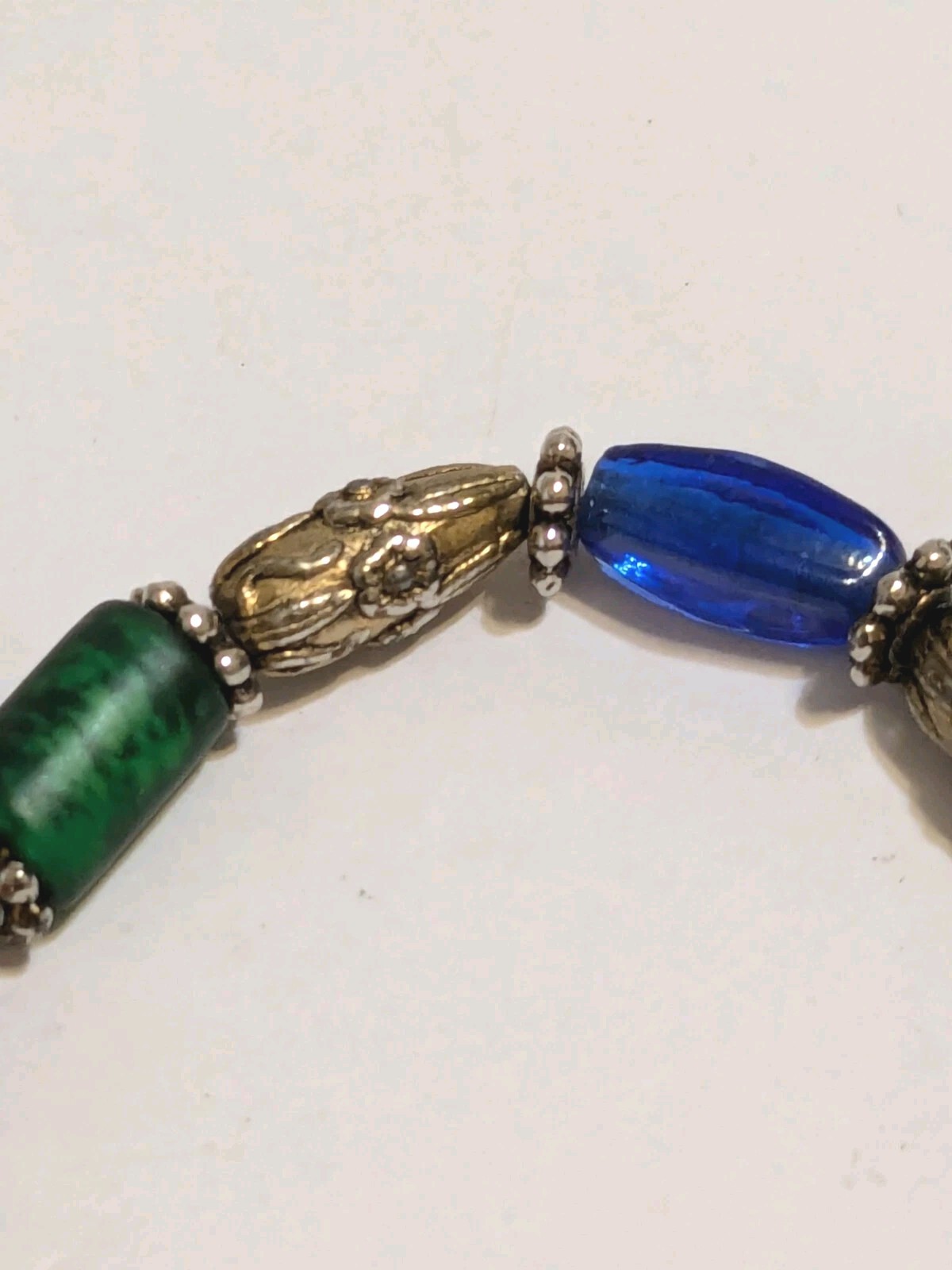 Vintage Multi Tone Bracelet With Multicolor Glass Beads. Toggle Closure 6 3/4″