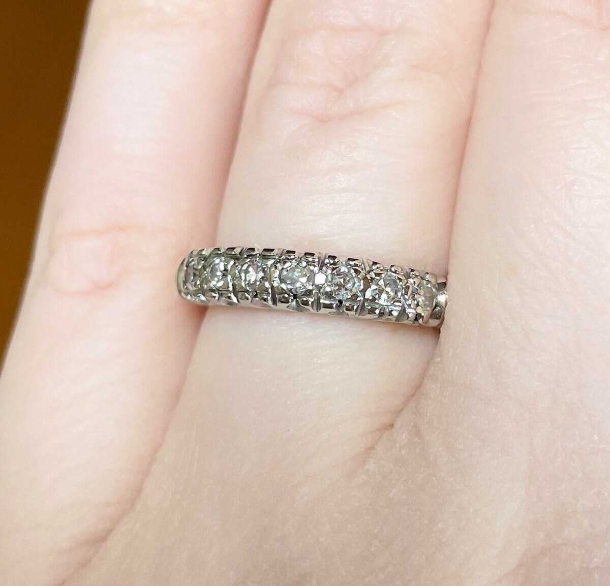 1/2 CTW White Round Cut Simulated Diamond Wedding Art Deco 925 Silver Band Ring