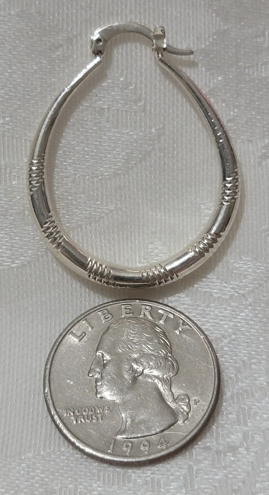 925 STERLING SILVER 1-1/4″ X 1″ DESIGNED DANGLE DROP HOOP EARRINGS/LATCH BACK