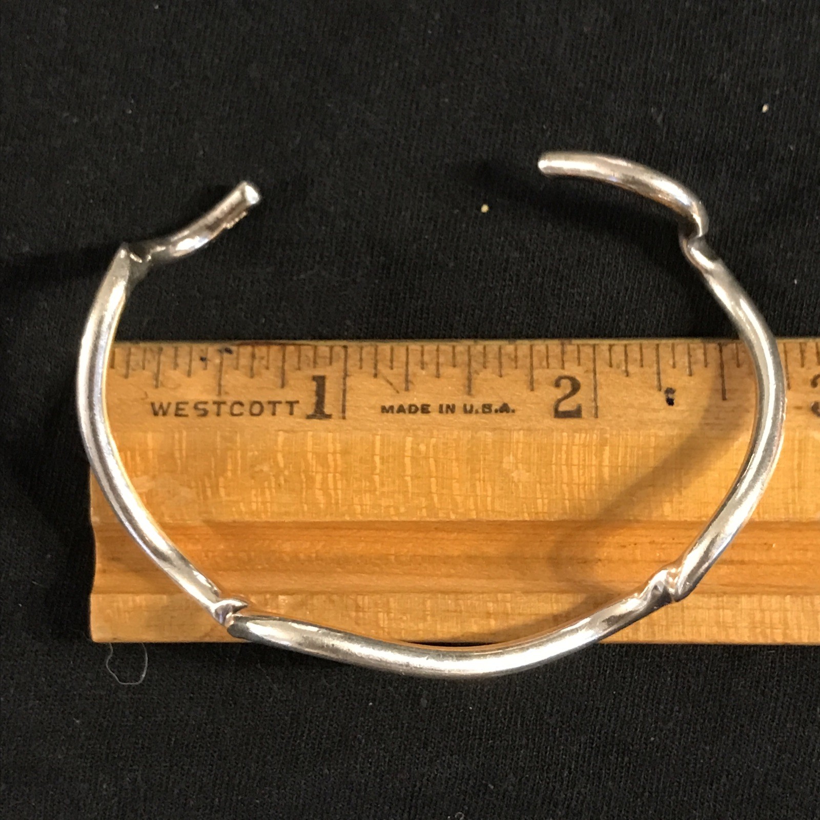 VTG Sterling Silver 925 SU Wave Cuff Bracelet Hallmarked Signed