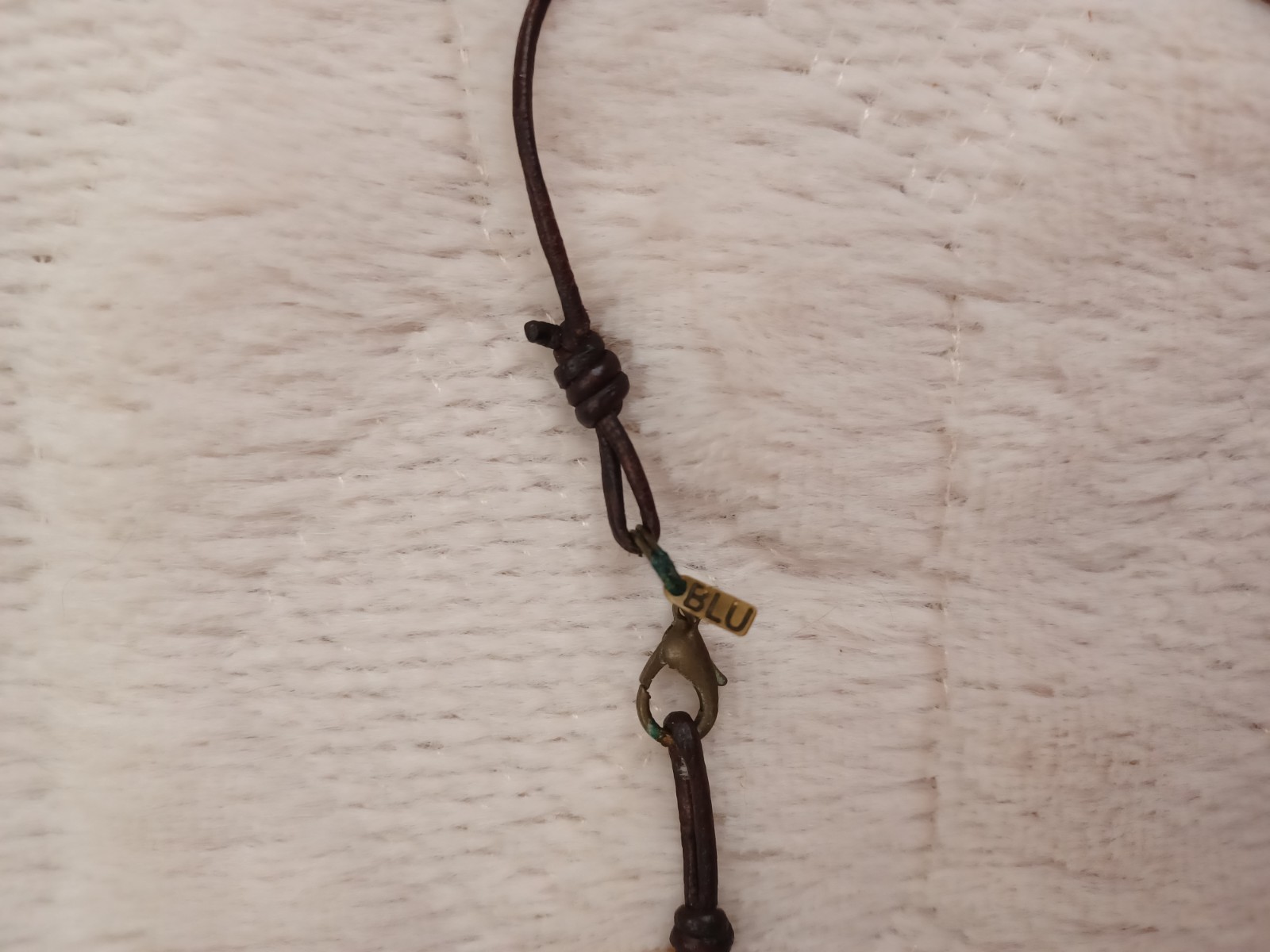 Vintage BLU Genuine Freshwater Pearl & Brown Leather Cord Simple Necklace