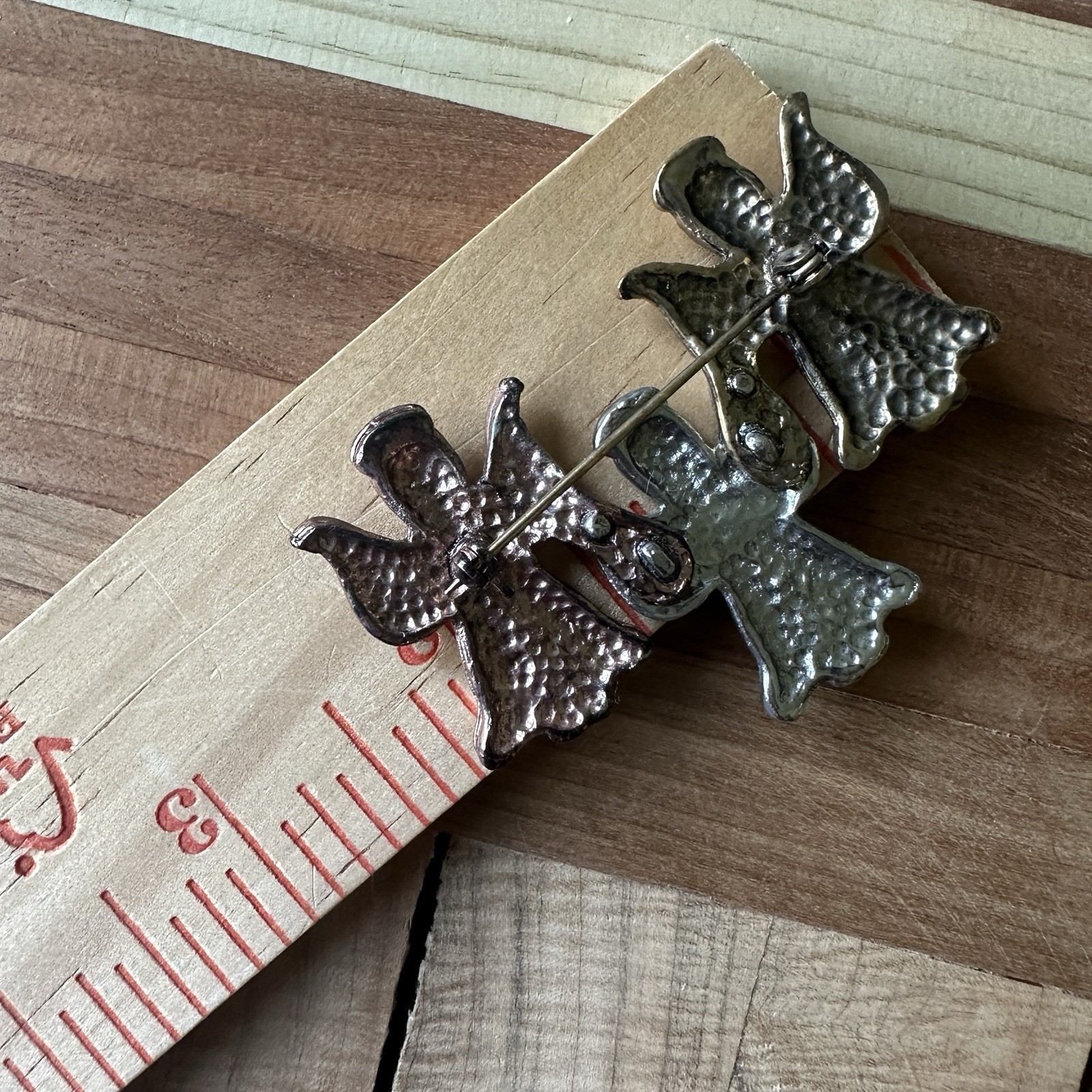 VTG RJ Graziano Flower Angel Turtle 4 Brooch Pins 1.5-2.5 Inch Crystal Acrylic