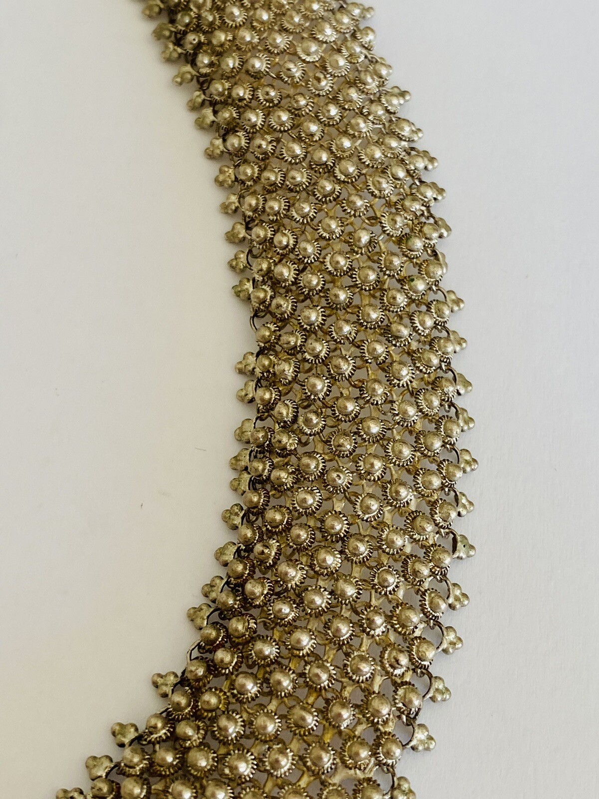 Heavy Vintage Sterling Silver Etruscan Cannetille Choker Link Necklace 95-Grams