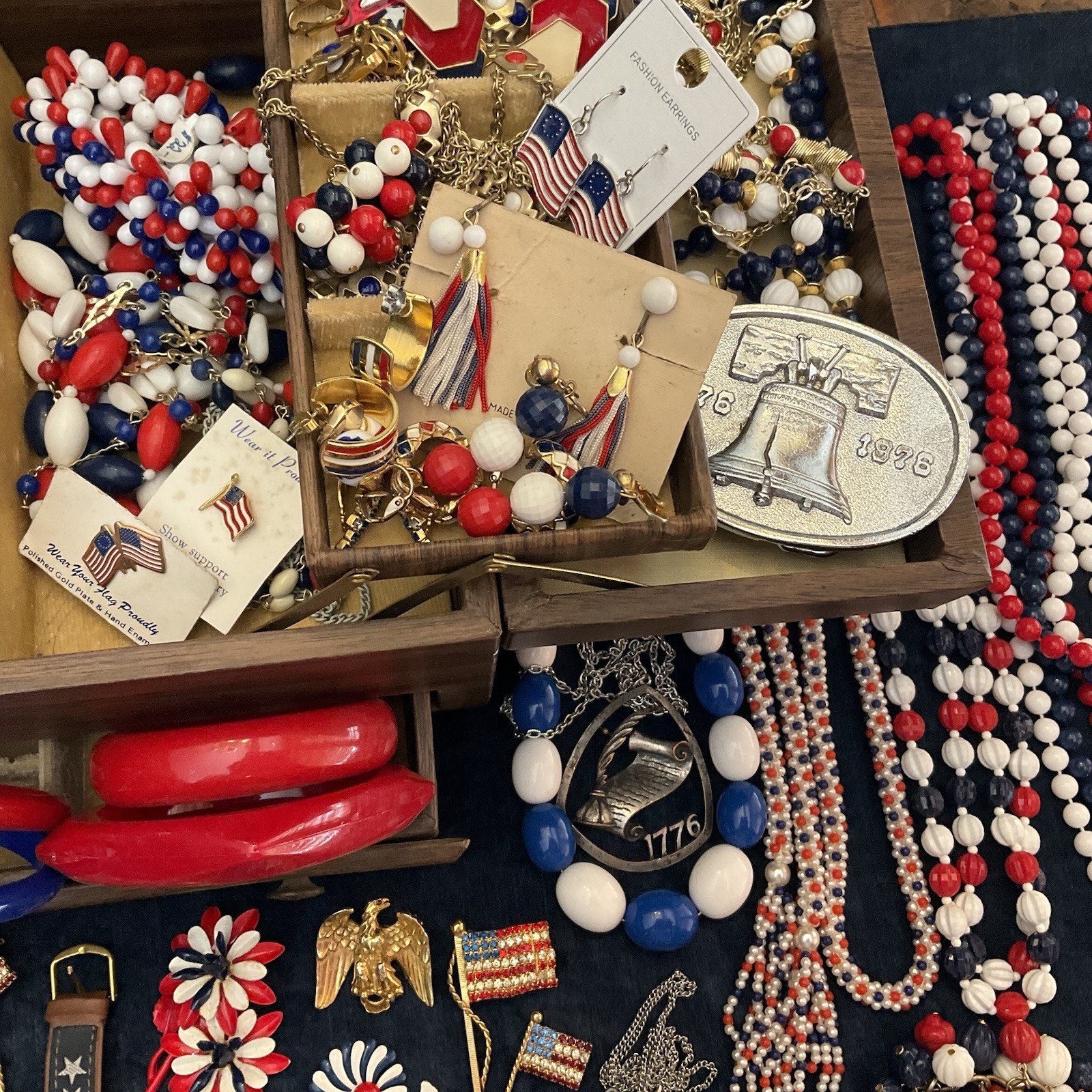 Vintage Lot Patriotic Forth Of July Red White Blue Jewelry Sarah C Monet Emmons