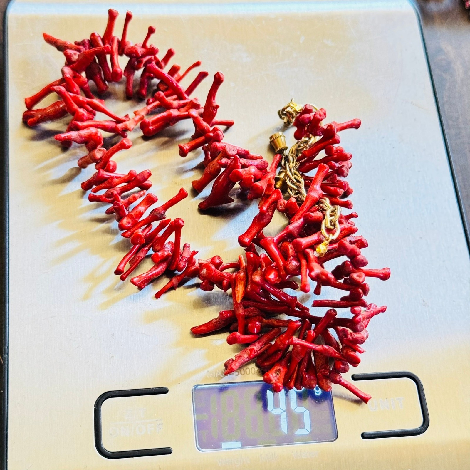 VTG Mediterranean Salmon Red Branch Coral Natural Necklace Genuine 20″ 45g Italy