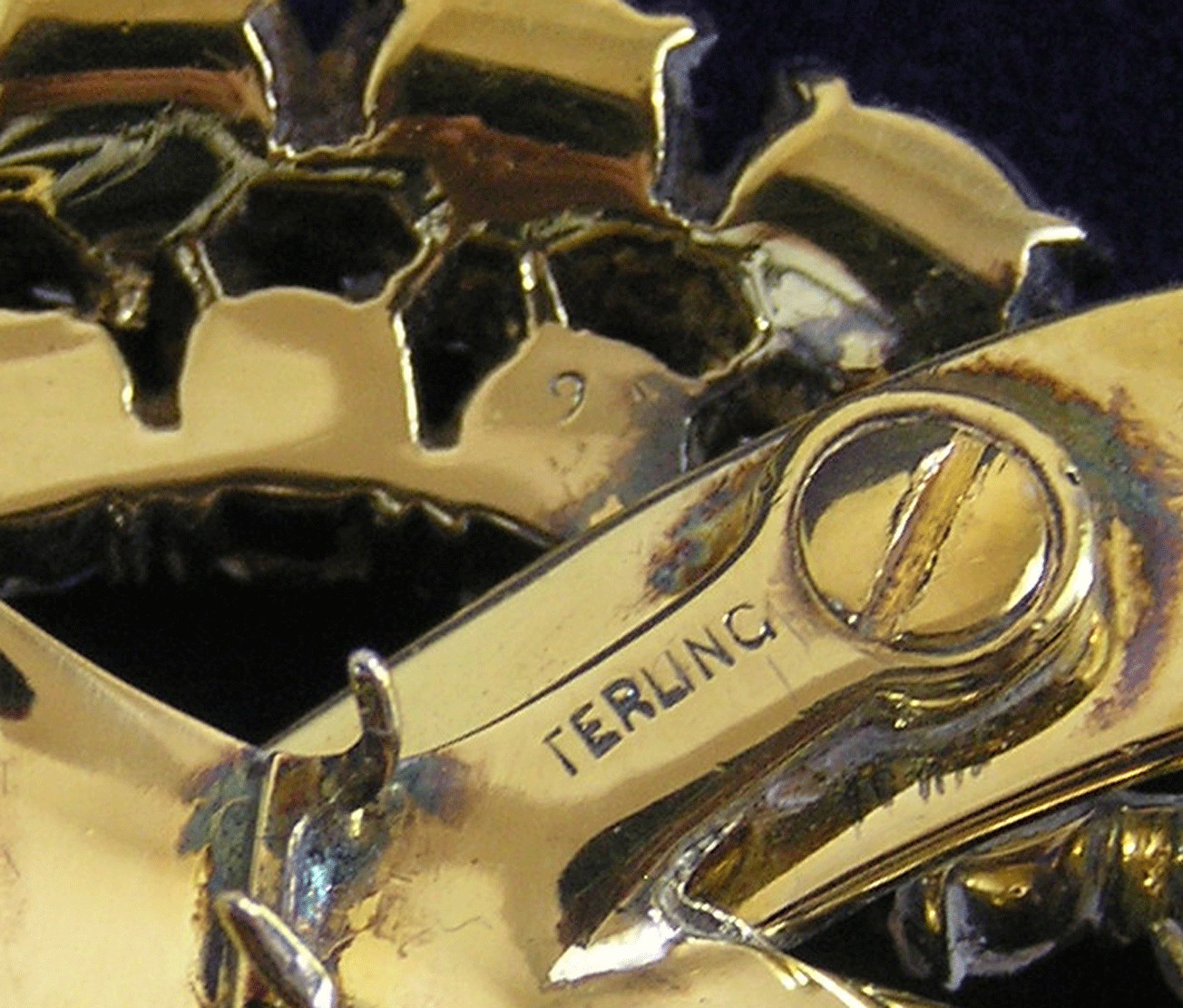 Sterling Gold Wash Clear Rhinestone Art Deco Fur Clip Brooch Pennino?