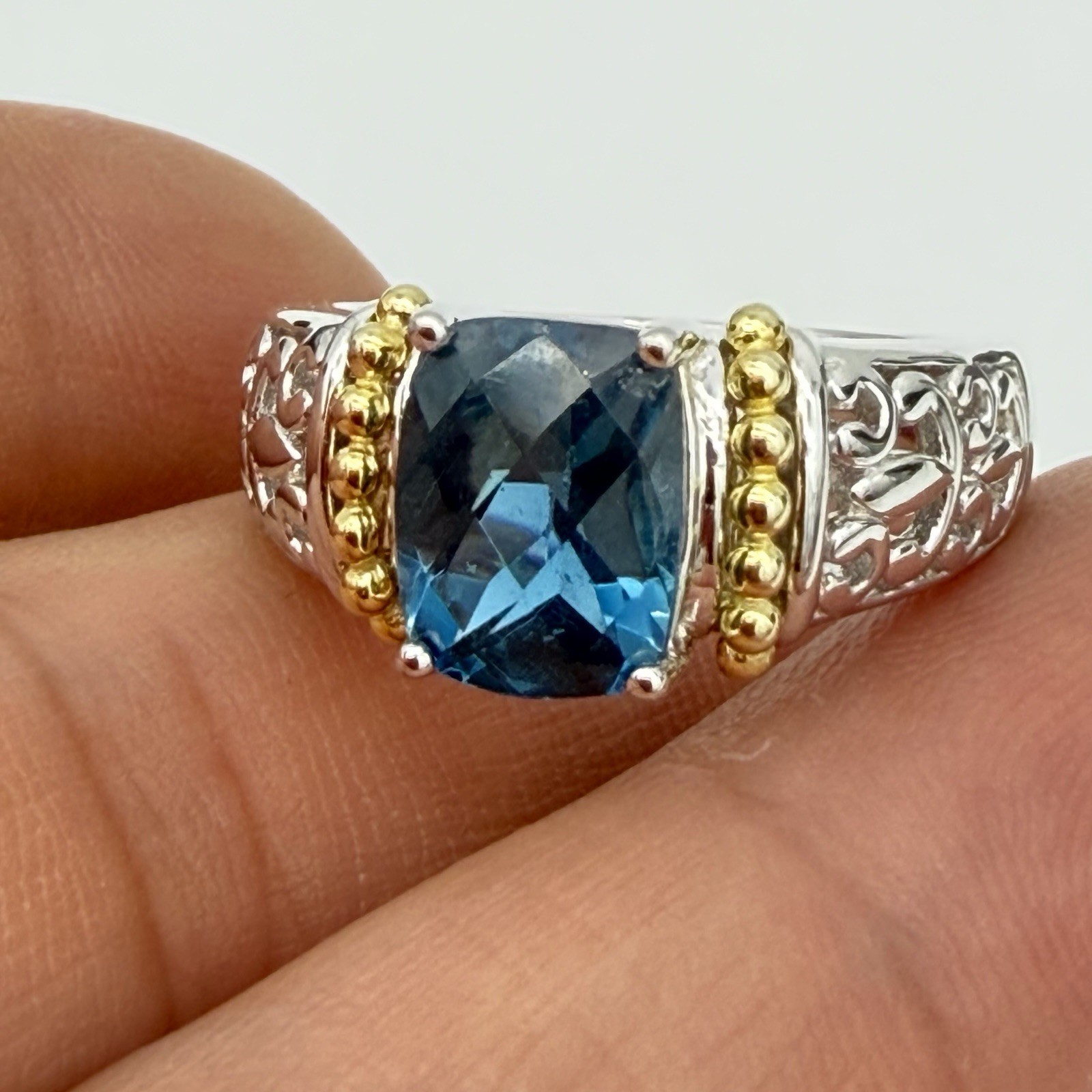 Vtg J Sterling Silver London Blue Topaz Ring 5.2 Gr Sz 7 QVC HSN Jewelry Estate