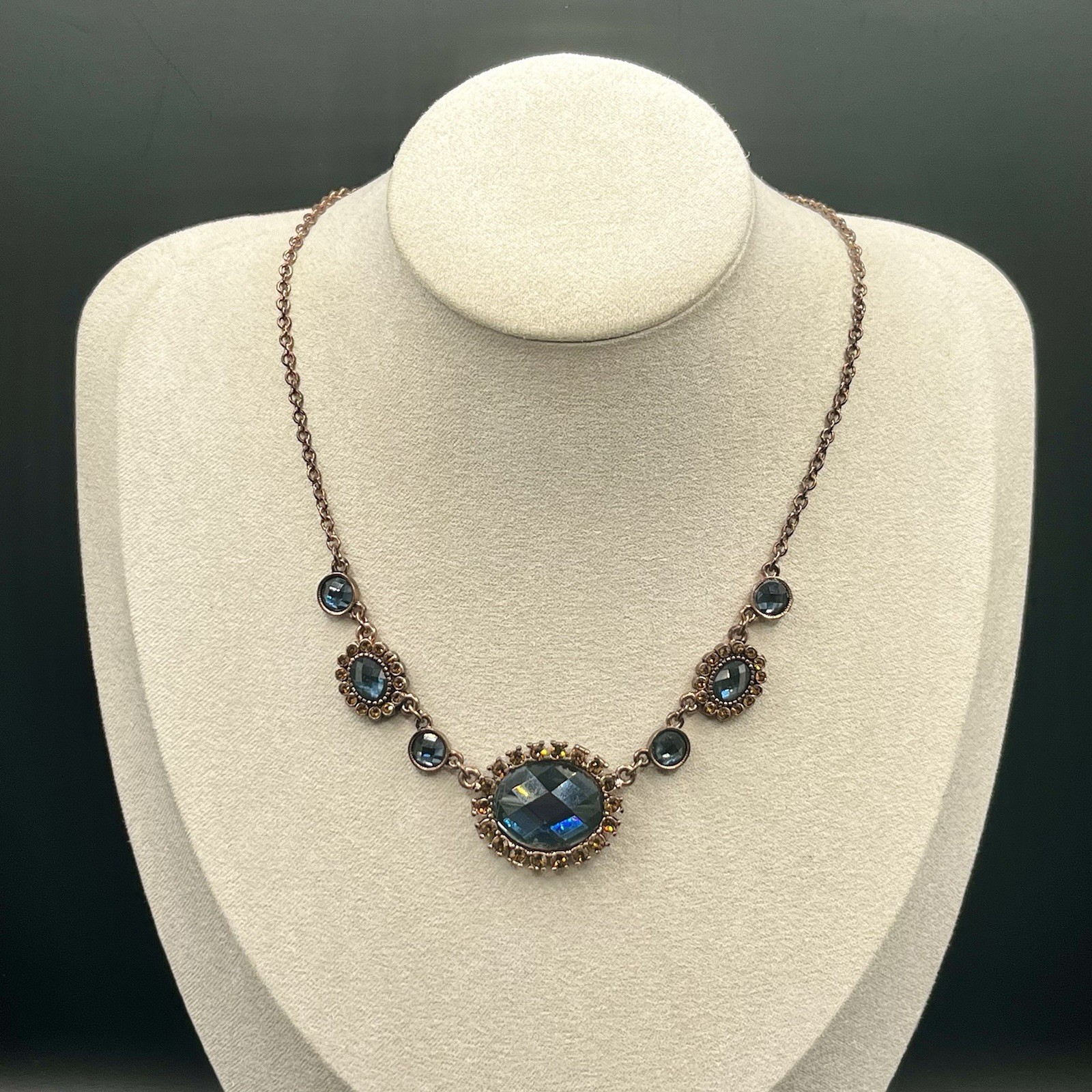 2028 By 1928 Brand Rhinestone Flower Copper Tone Necklace 15-18” ***READ NOTES