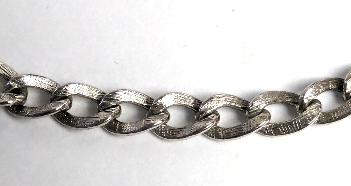 Vintage Sterling Silver Textured Link Starter Charm Bracelet 7.25” VERY NICE