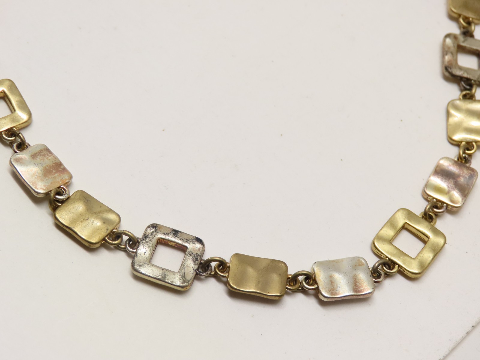 Lia Sophia Necklace Rhyme & Reason Silver Gold Tone Hammered Textured D5918
