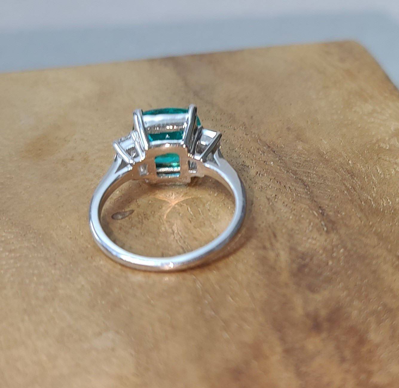 14k White Gold Engagement Ring 4.75CT. Lab-grown Paraiba Tourmaline Cushion Cut