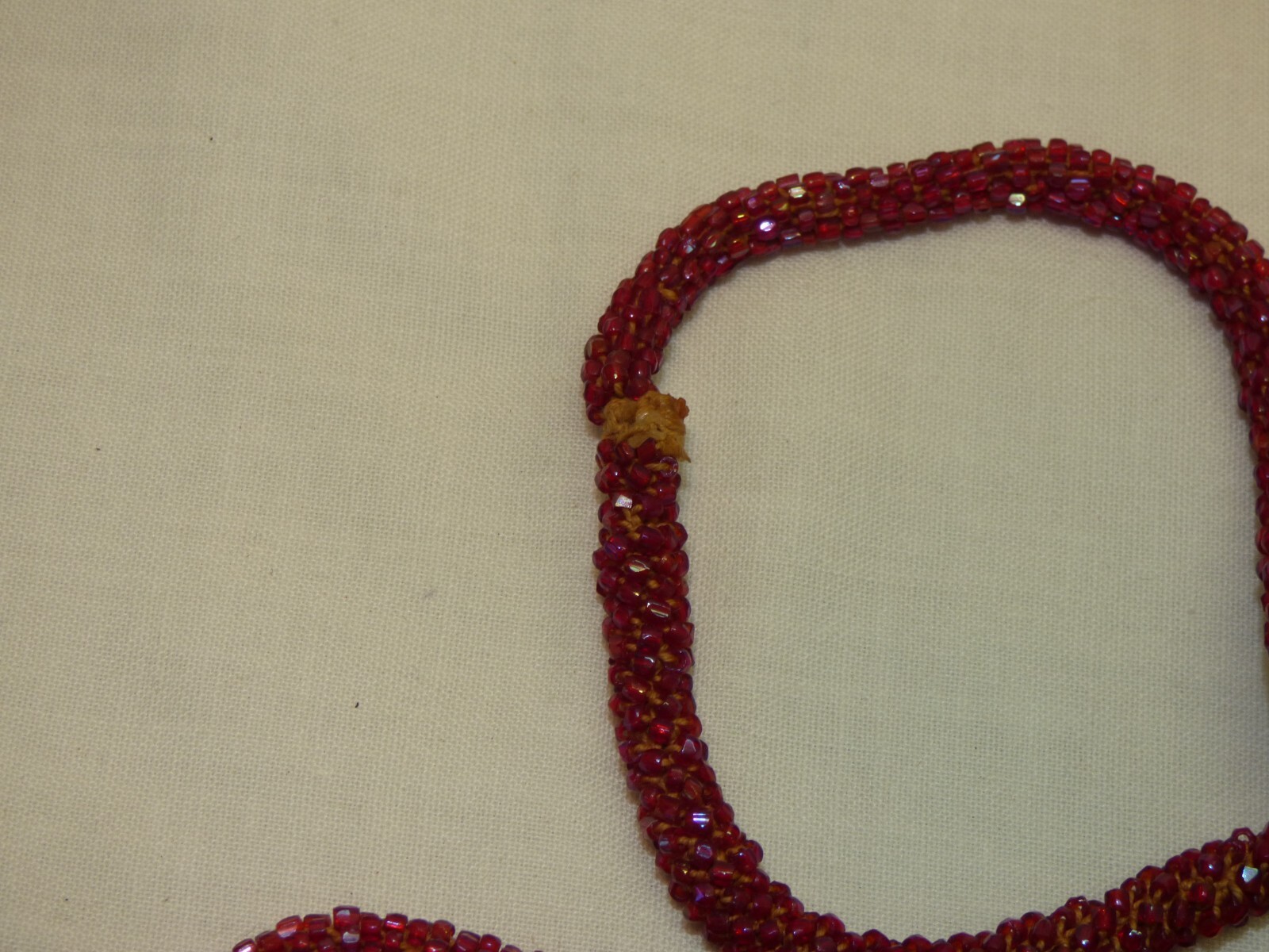 Vintage 44″ Dark Red Iridescent Rope Flapper Necklace Glass Seed Beads Shimmer