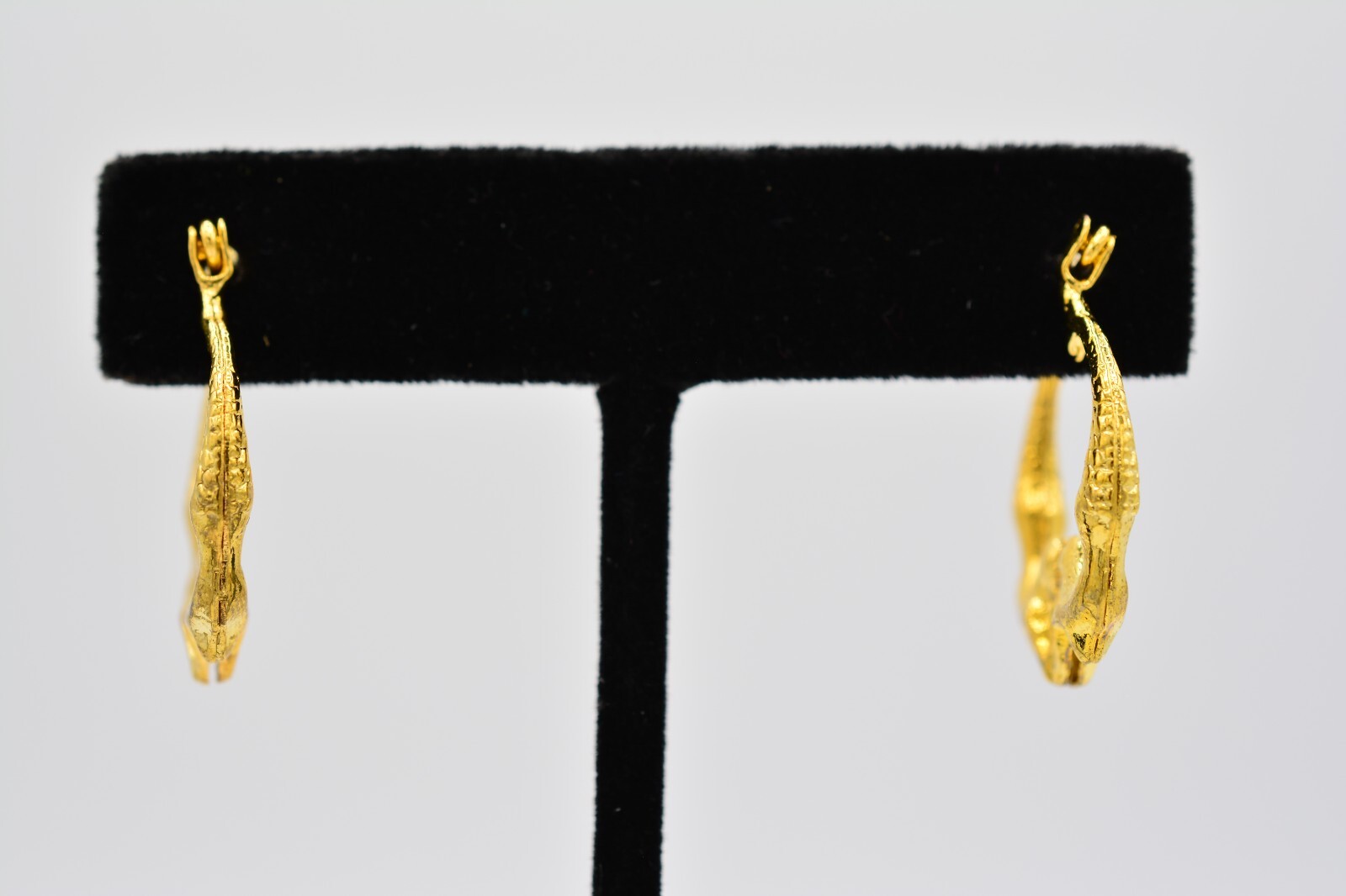 Vintage Hoop Earrings Kissing Mermaids Gold Lightweight Metal NOS 1980s BinA1