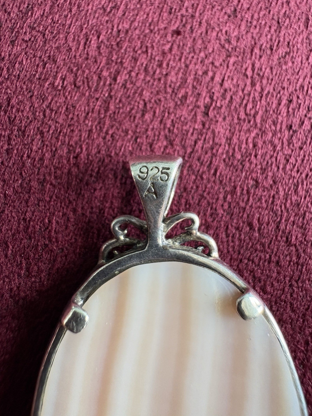 925 Sterling Silver Marcasite Mother of Pearl Butterfly Pendant Vintage