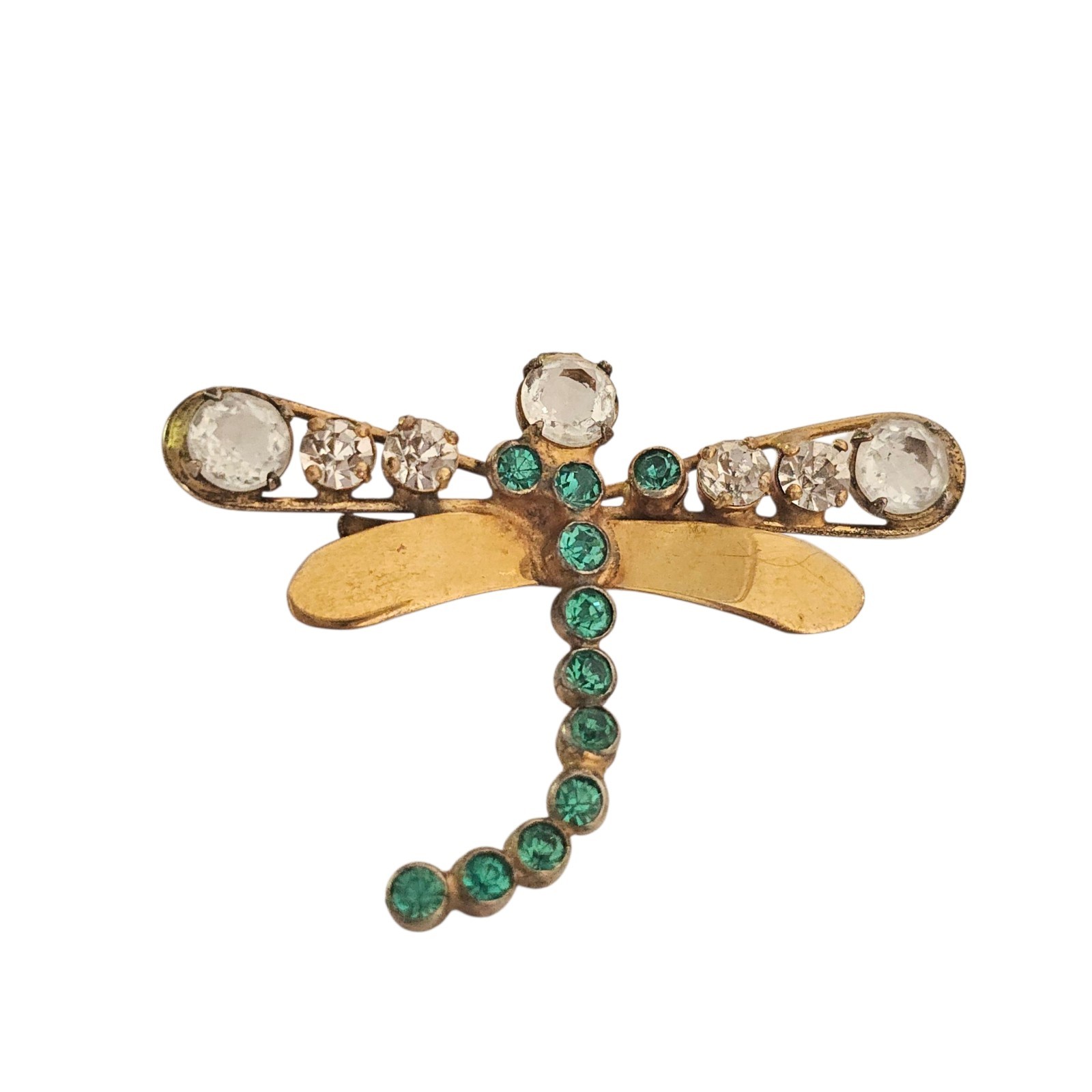 ADELE SIMPSON Dragonfly Turquoise Clear Austrian Open Back Rhinestone Brooch