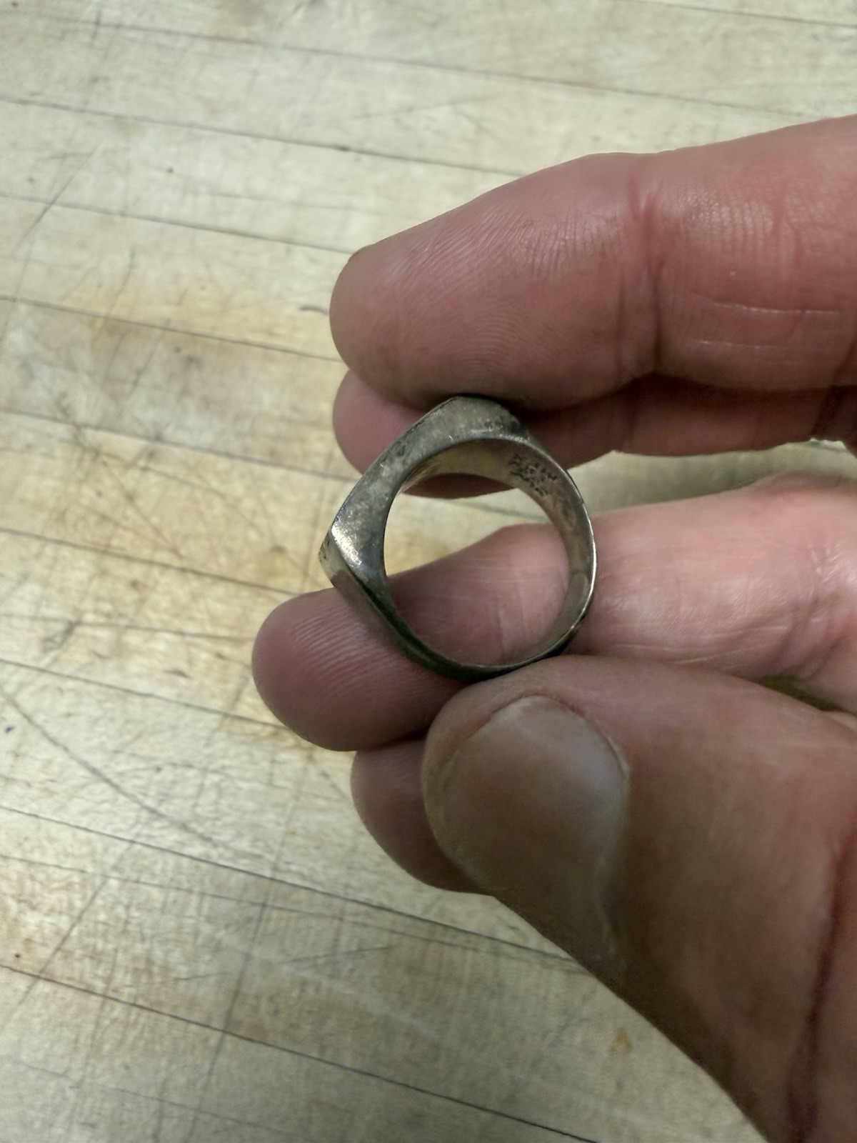 Tax Mex Sterling JMB 925 Silver Inlay Ring Vintage Signed Sz 6.5