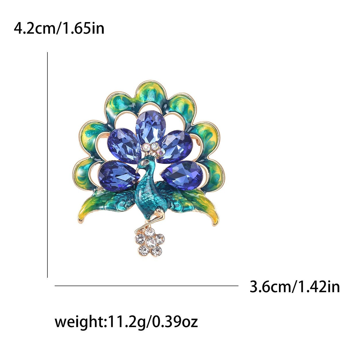 Vintage Style Peacock Bird Rhinestone Crystal Cyan Brooch Pin Pendant Jewelry