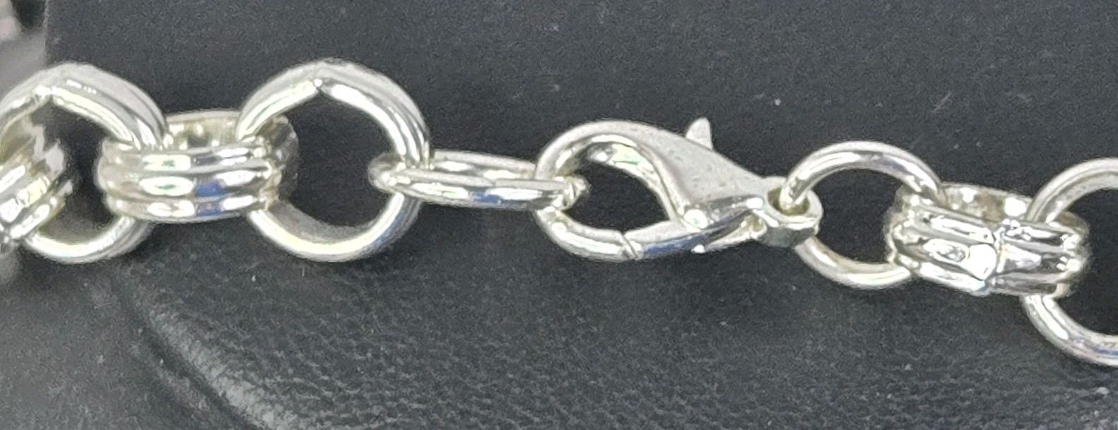 Vintage Rolo Chain Siler Tone Textured Necklace 16.5 In