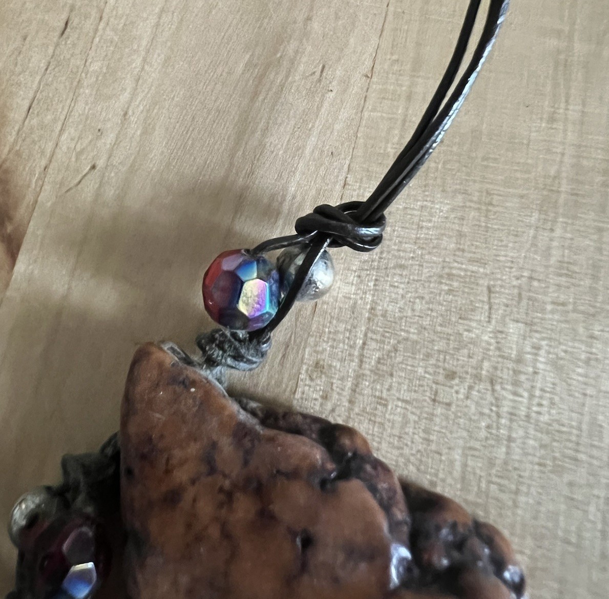 Brutalist Gemstone Necklace Chunky Slab Multi Charm Matching Earrings 18-21” Adj
