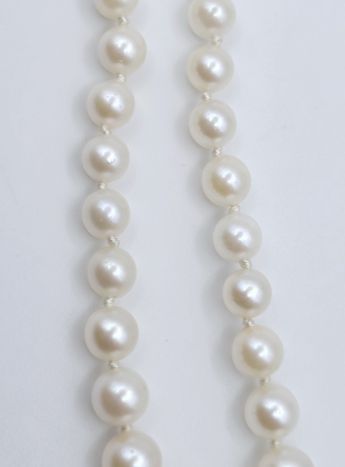Vintage 21″ Graduated Cultured Pearl Necklace Signed Grassman Blake Sterling