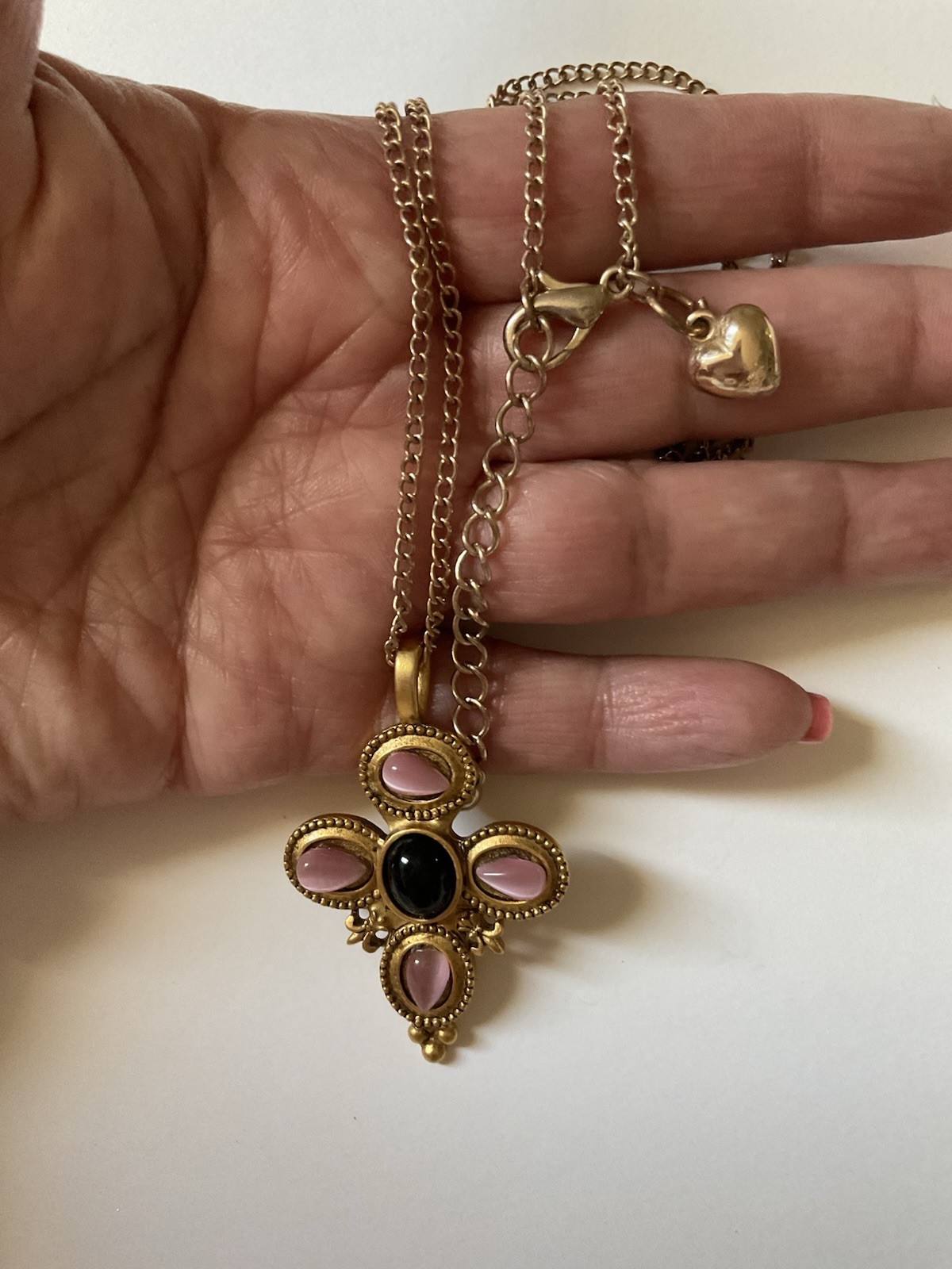 Vintage Goltone Necklace With Cross Pendant 29’ in Chain 2 in X 1.5 in
