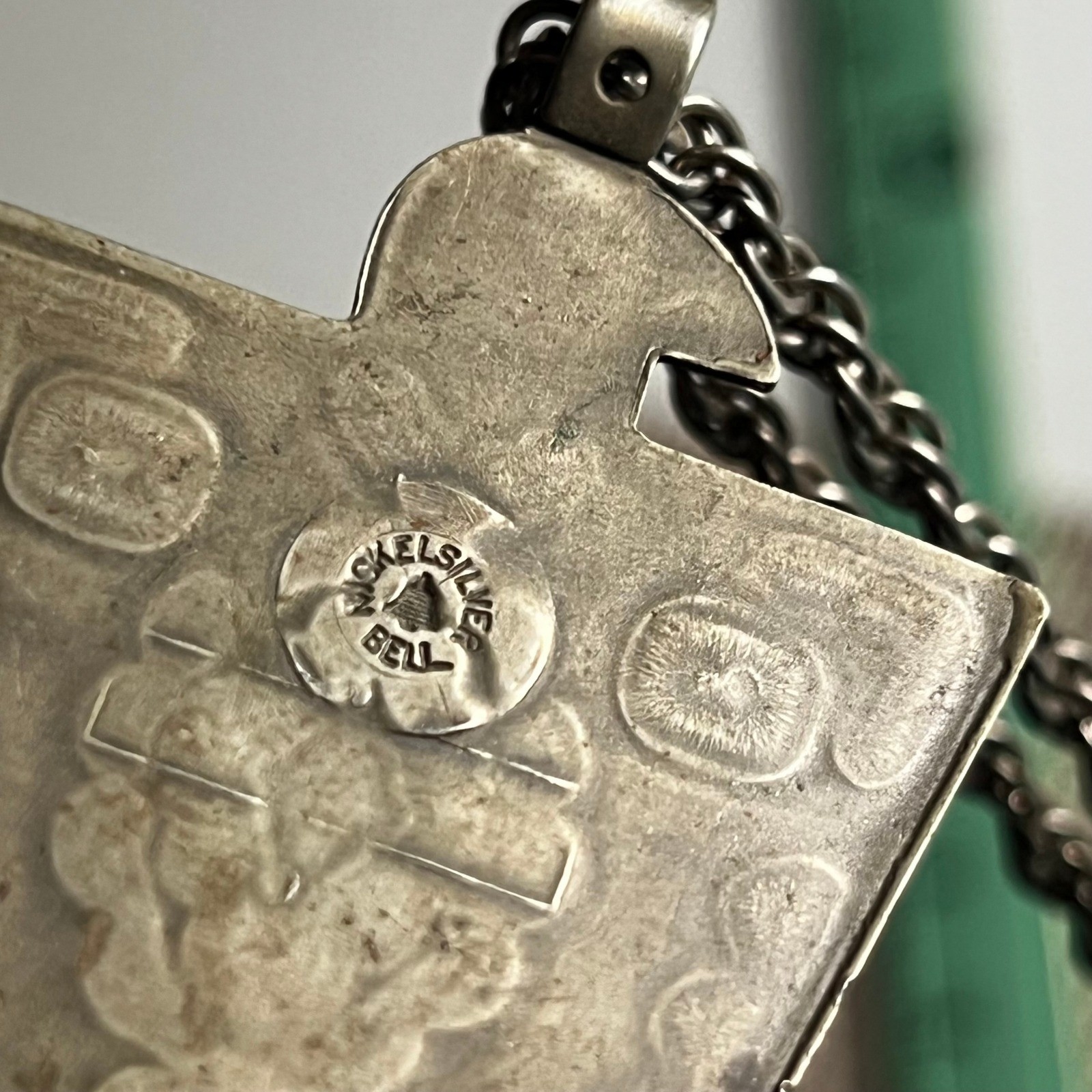 Vintage Bell Trading Post Thunderbird Necklace Nickel Silver Turquoise Southwest