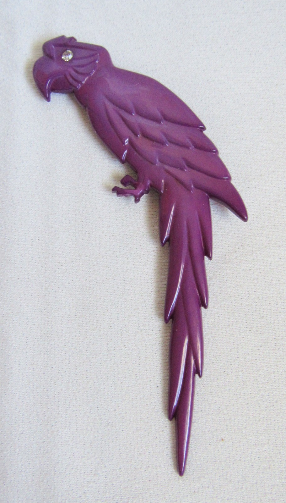 Buch & Deichmann Parrot Danish Copenhagen Denmark Purple Plastic Pin Brooch