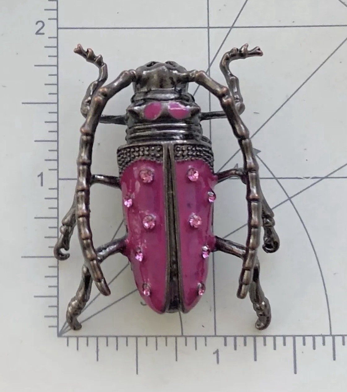 Vintage Style Beetle Insect Brooch enamel on metal