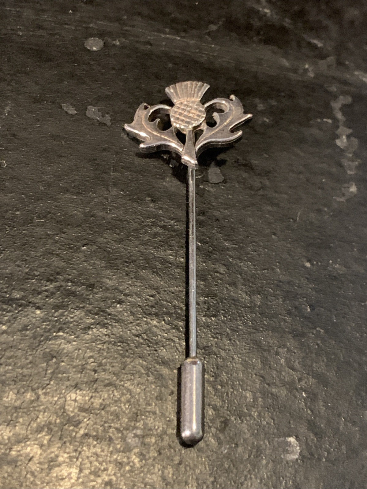 Vintage Scottish Thistle Silver Tone Stick Pin. Approximately 2 Inches Long.
