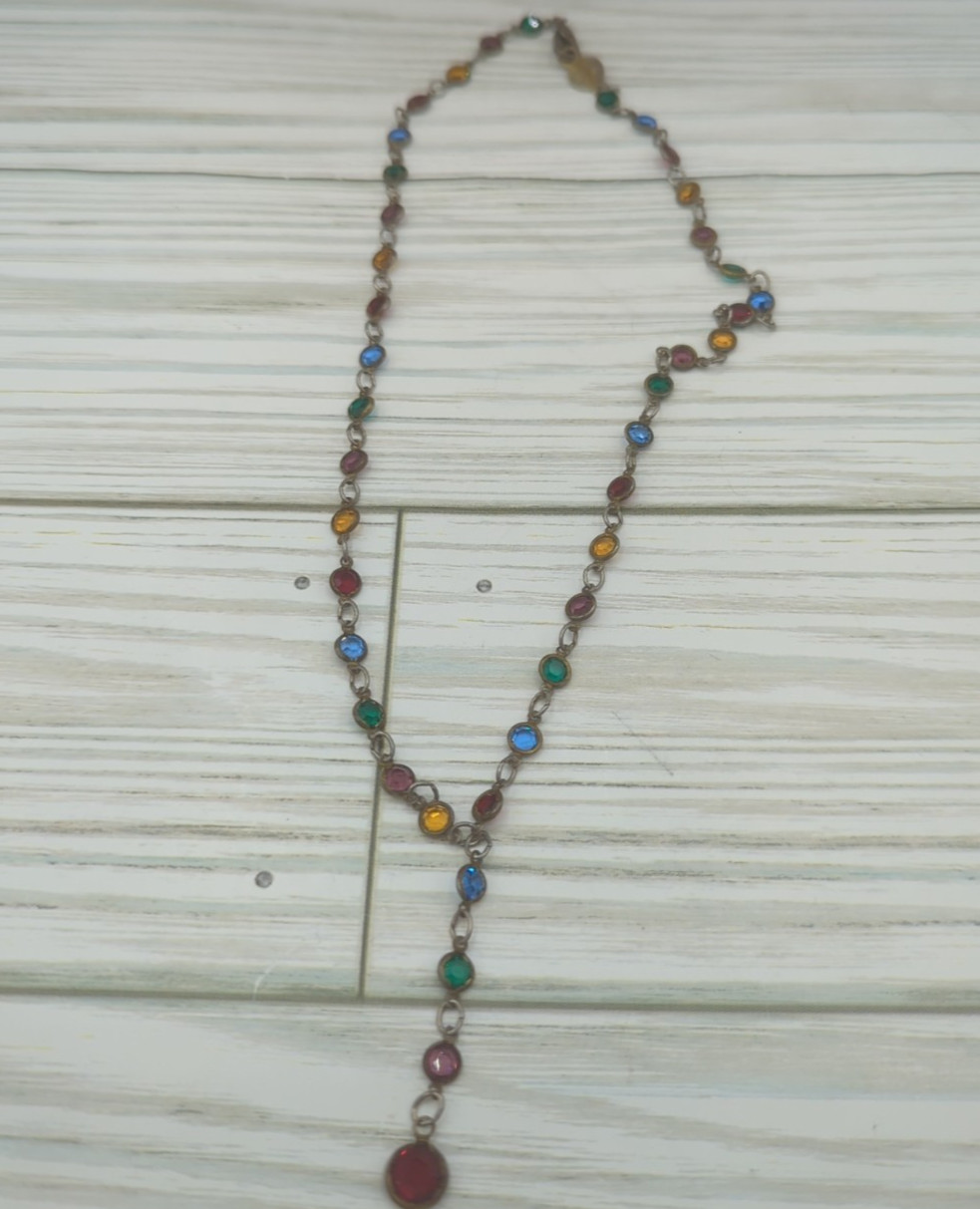 Vintage Austrian Crystal Multi Color Necklace 19″