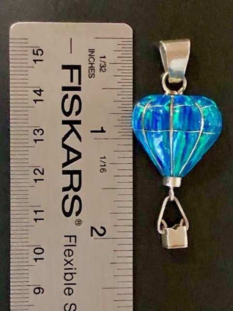 Opal Gemstone Filled Blue HOT AIR Balloon Ride Pendant necklace Vintage VIDEO RL
