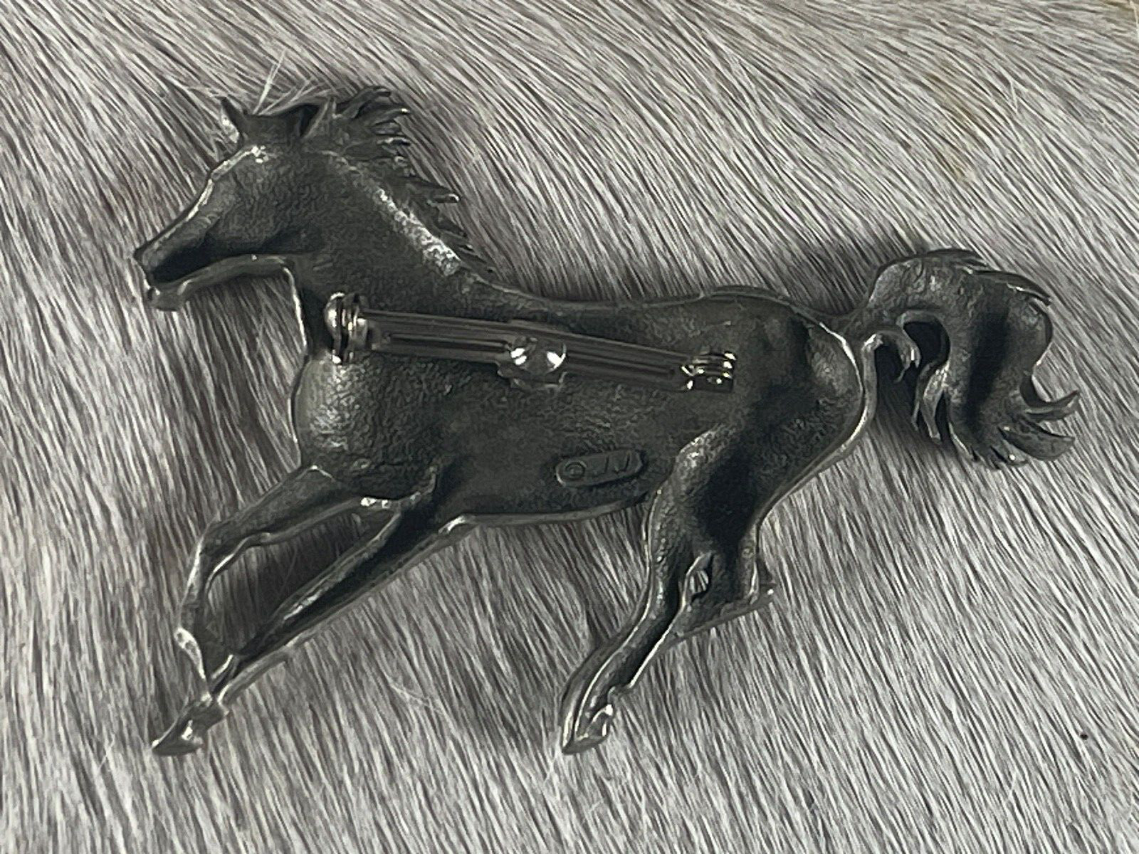 Western Womens Pin 3 x 2 1/4 inch Horse pinback Silver Detailed Features