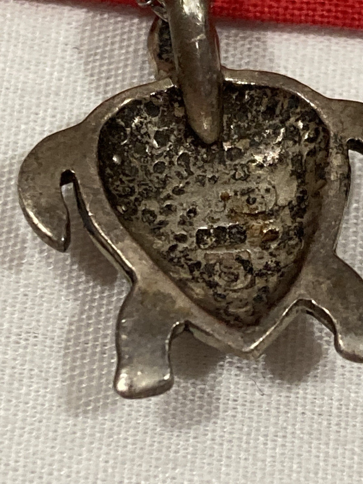 Vintage 925 Sterling Silver Abalone Heart Turtle Pendant & Chain Necklace 18.5”