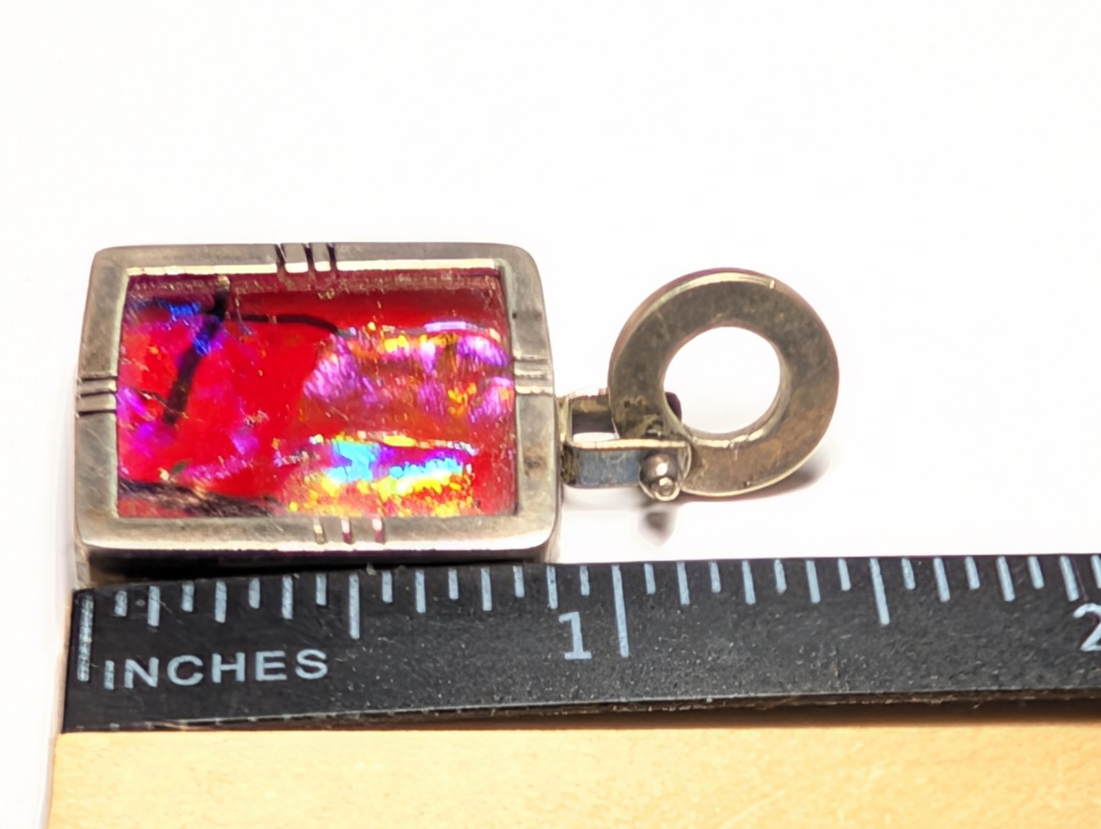 VINTAGE DICHROIC STERLING SILVER PENDANT SIGNED MEX925 R*G WEIGHS 13+ GRAMS