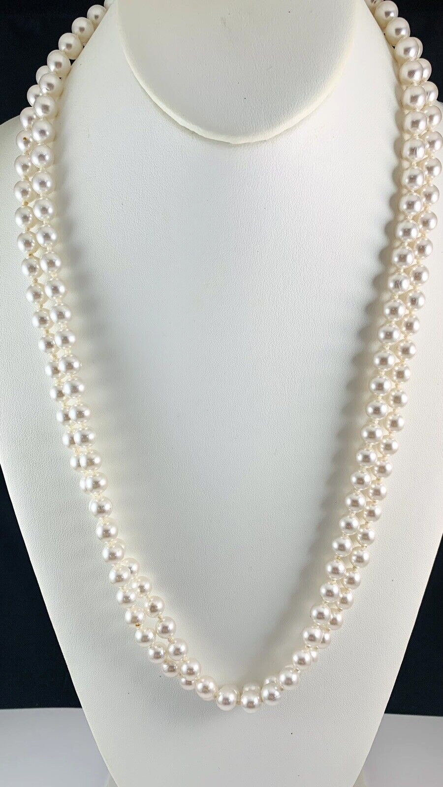 Vintage Elegant Classic Faux Pearl Very Light Grey Hue Long 53″ Necklace